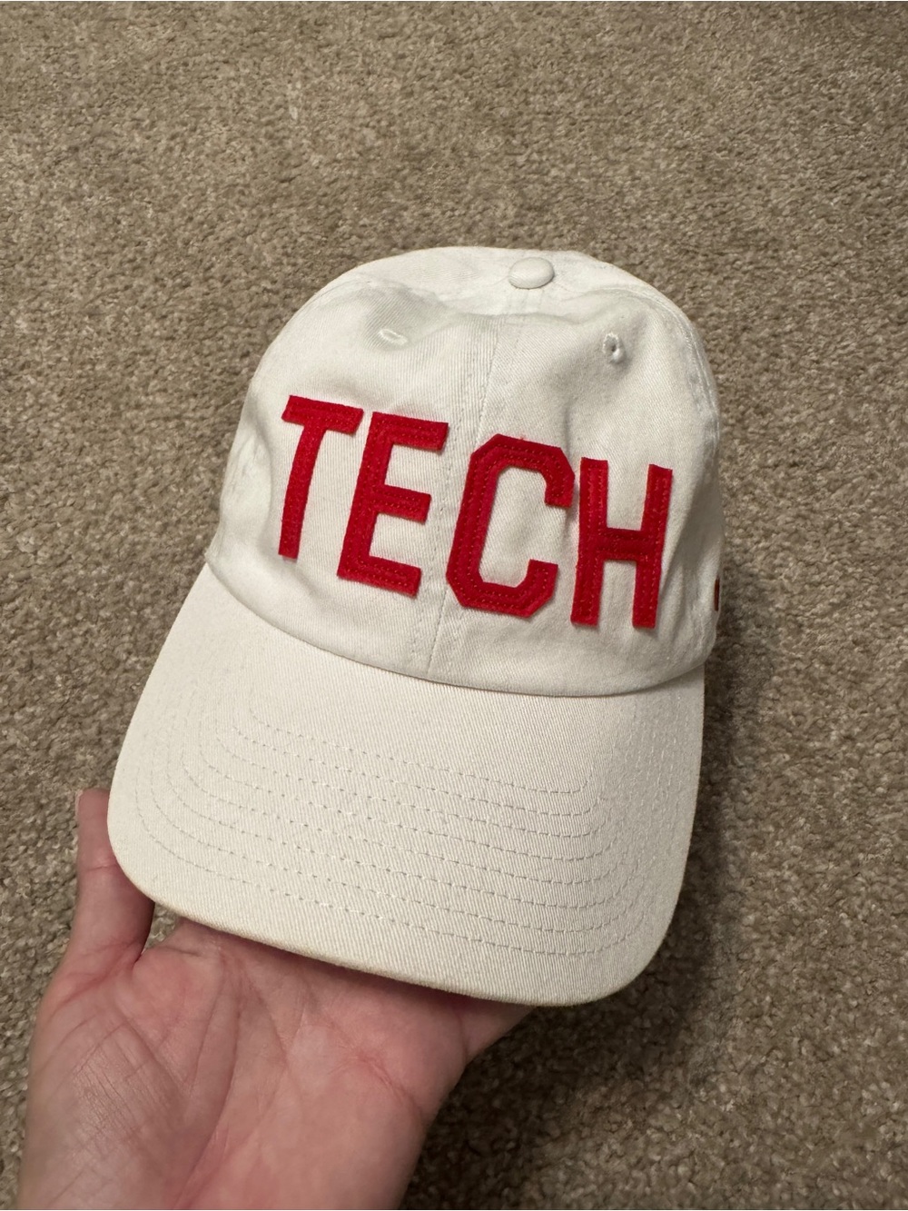 47 Brand White Baseball Cap with Red TECH Embroidery